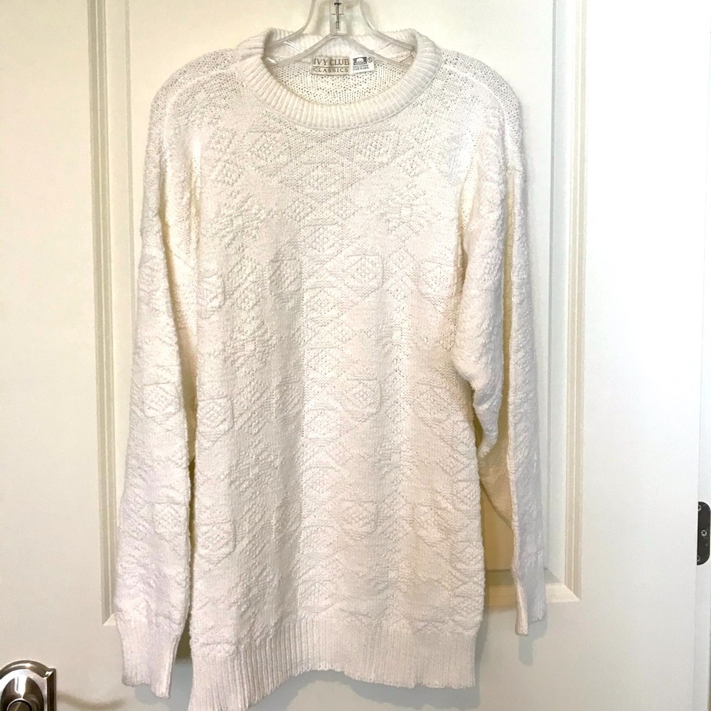 Ivy Club Classics Men’s White Cotton Sweater